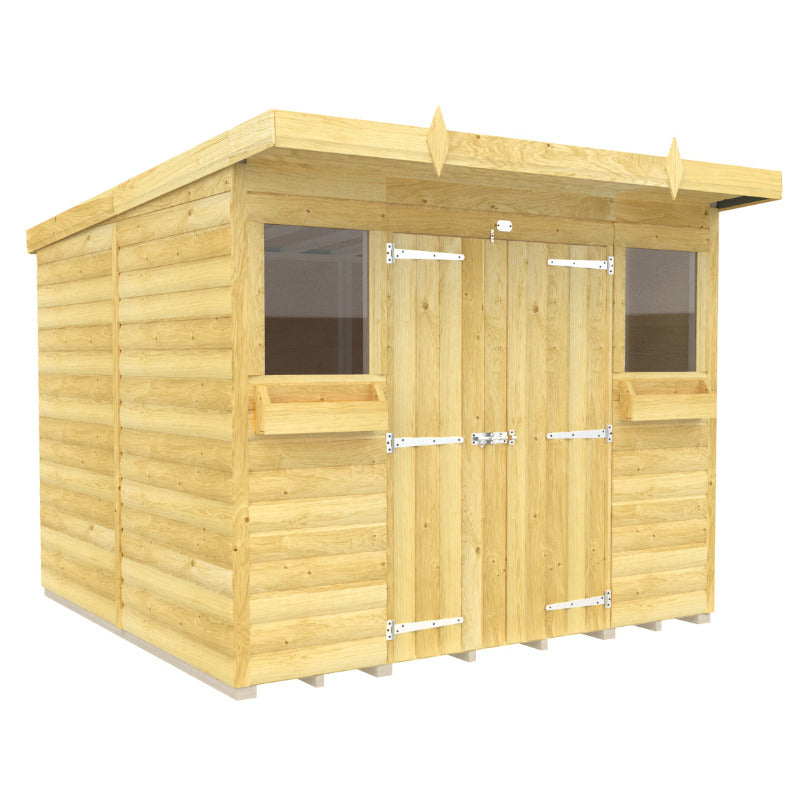 Holt 8' x 8' Handsworth Loglap Pressure Treated Pent Summer Shed | Sheds.co.uk