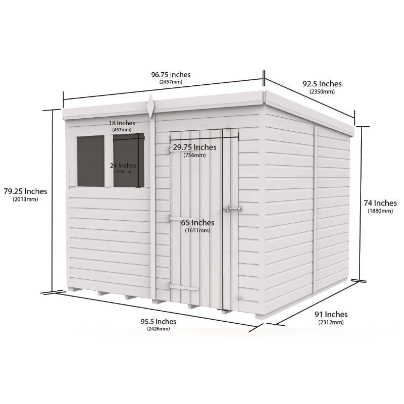 Holt 8' x 8' Pressure Treated Shiplap Modular Pent Security Shed