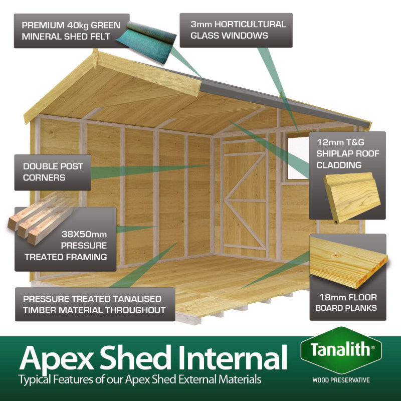 Holt 7' x 5' Pressure Treated Shiplap Modular Apex Security Shed | Sheds.co.uk