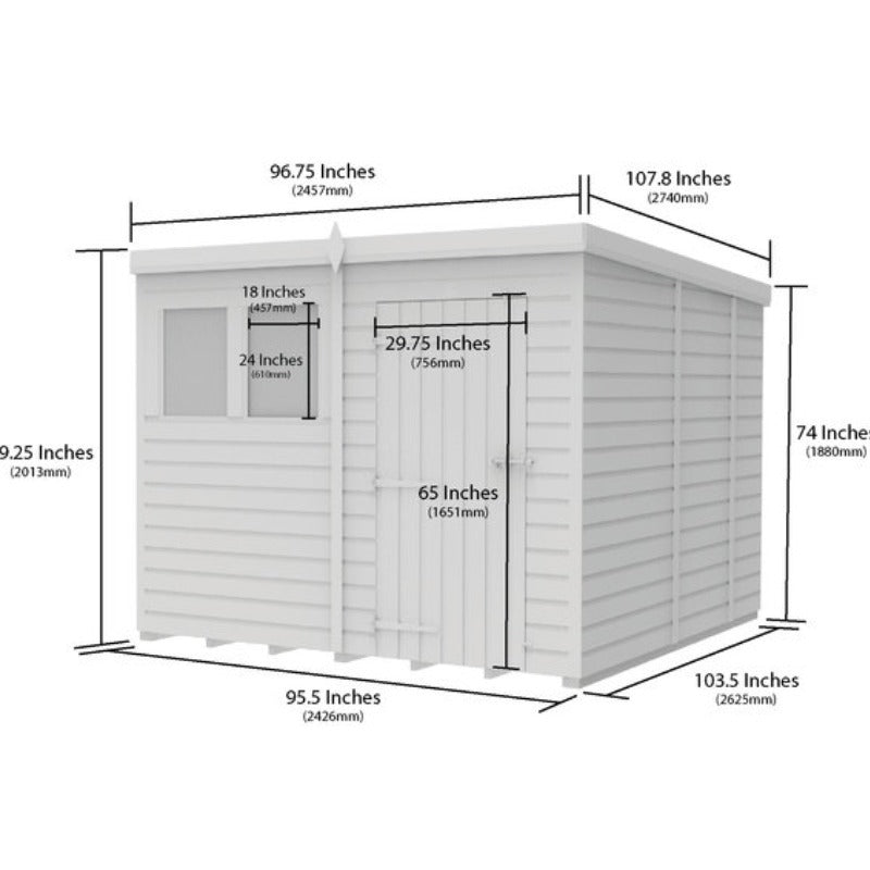 Holt 8' x 9' Pressure Treated Shiplap Modular Pent Shed | Sheds.co.uk