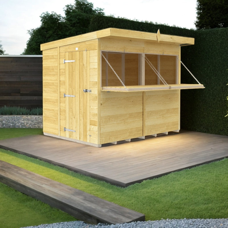 Holt 8' x 6' Pressure Treated Shiplap Garden Bar Shed With Serving Hatch | Sheds.co.uk