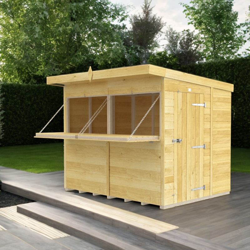 Holt 8' x 6' Pressure Treated Shiplap Garden Bar Shed With Serving Hatch | Sheds.co.uk