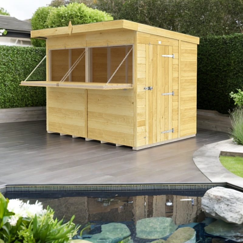 Holt 8' x 6' Pressure Treated Shiplap Garden Bar Shed With Serving Hatch | Sheds.co.uk