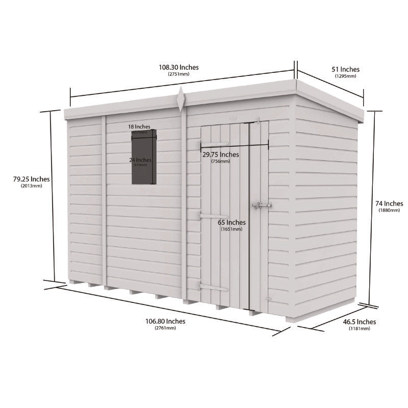 Holt 9' x 4' Pressure Treated Shiplap Modular Pent Security Shed