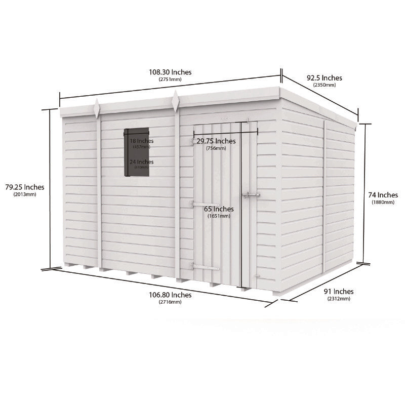 Holt 9' x 8' Pressure Treated Shiplap Modular Pent Security Shed