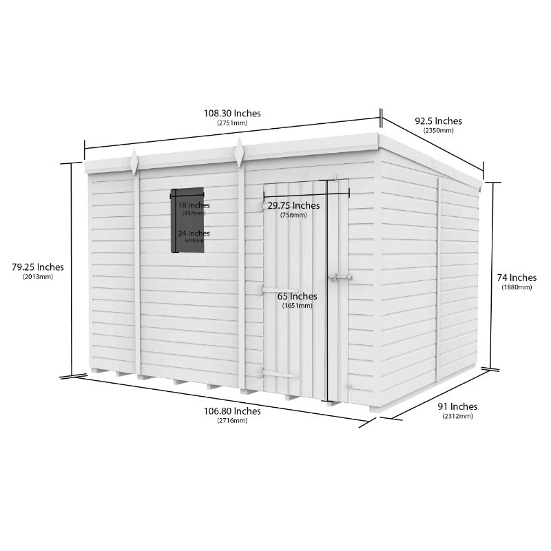 Holt 9' x 8' Pressure Treated Shiplap Modular Pent Shed