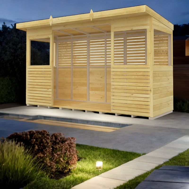 Holt 12' x 4' Pressure Treated Outdoor Kitchen Barbecue Shelter | Sheds.co.uk