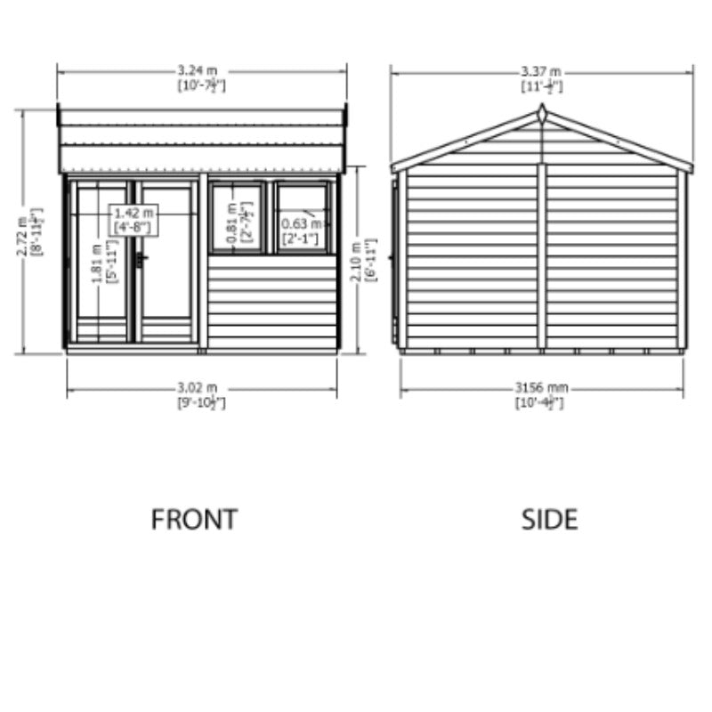 Loxley 10' x 10' Garden Studio Summer House | Sheds.co.uk