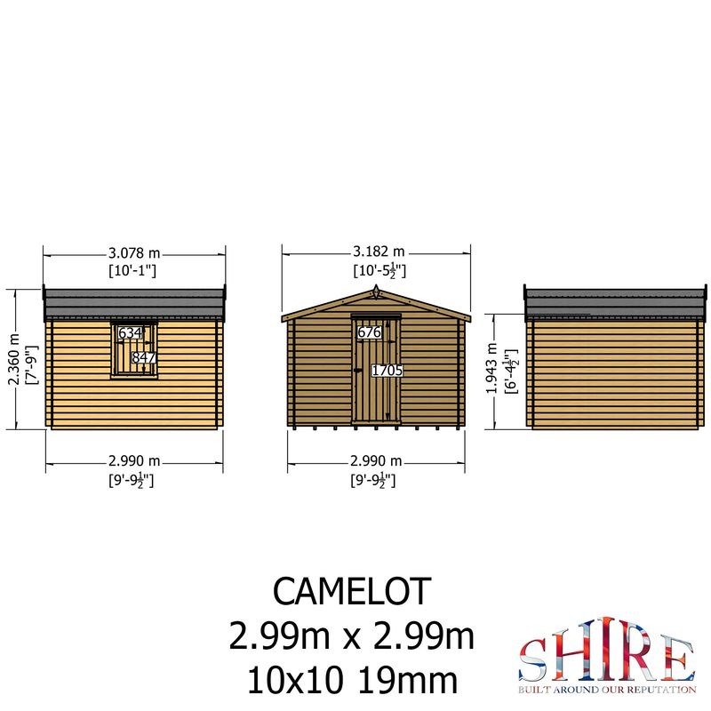 Loxley 3m x 3m Marlow Log Cabin - 19mm | Sheds.co.uk