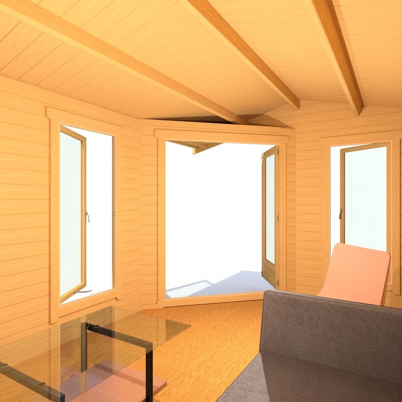 Loxley 4.4m x 3.2m Tiverton Log Cabin - 28mm | Sheds.co.uk