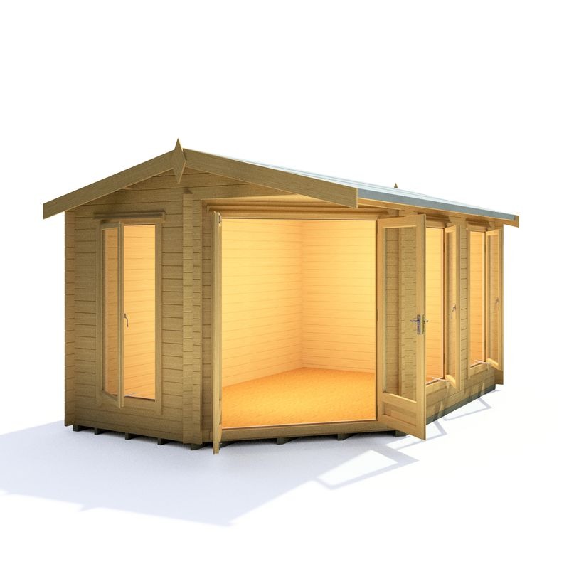 Loxley 4.4m x 3.2m Tiverton Log Cabin - 28mm | Sheds.co.uk