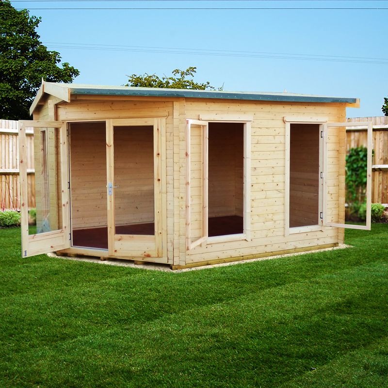 Loxley 4.4m x 3.2m Tiverton Log Cabin - 28mm | Sheds.co.uk