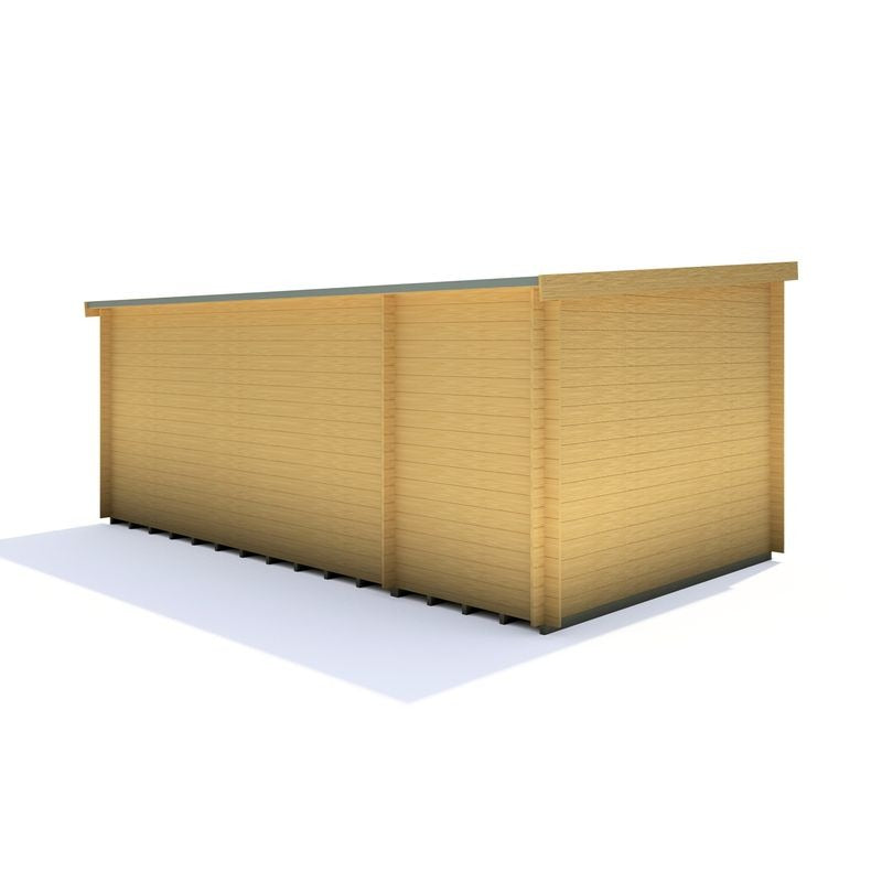 Loxley 5.1m x 3.2m Frome Log Cabin With Side Shed - 19mm | Sheds.co.uk