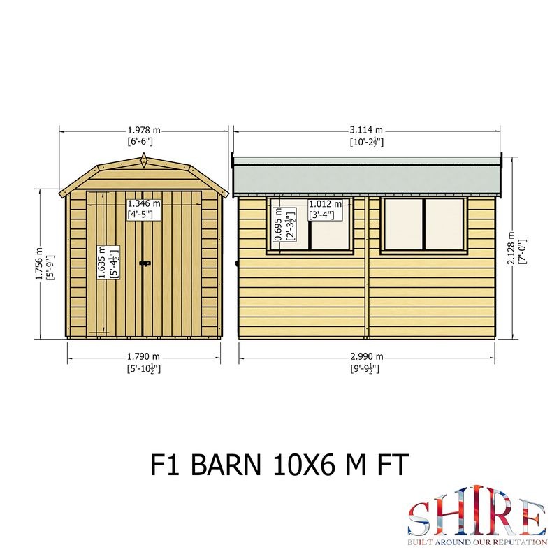 Loxley 10' x 6' Double Door Shiplap Barn