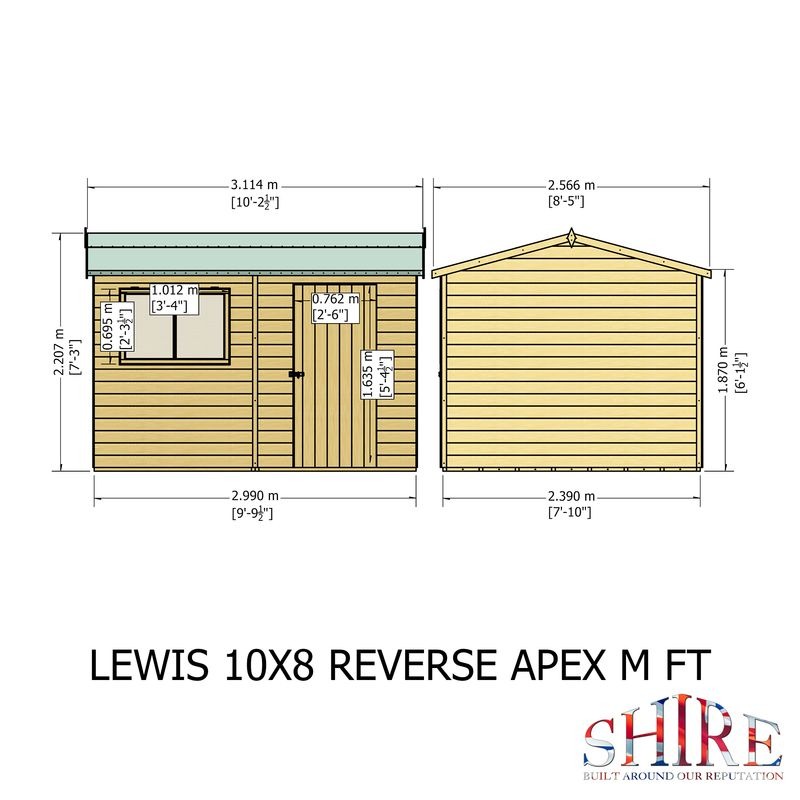 Loxley 10' x 8' Premium Shiplap Reverse Apex Shed