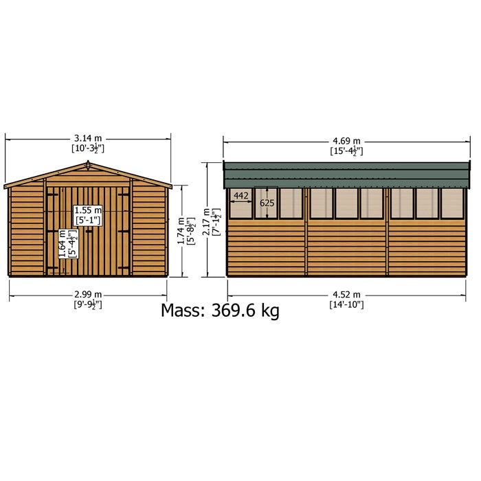 Loxley 10' x 15' Double Door Overlap Apex Workshop | Sheds.co.uk