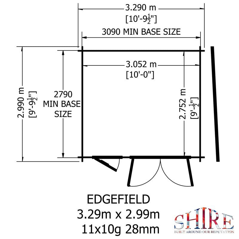 Loxley 3.3m x 3m Wellington Log Cabin - 19mm | Sheds.co.uk