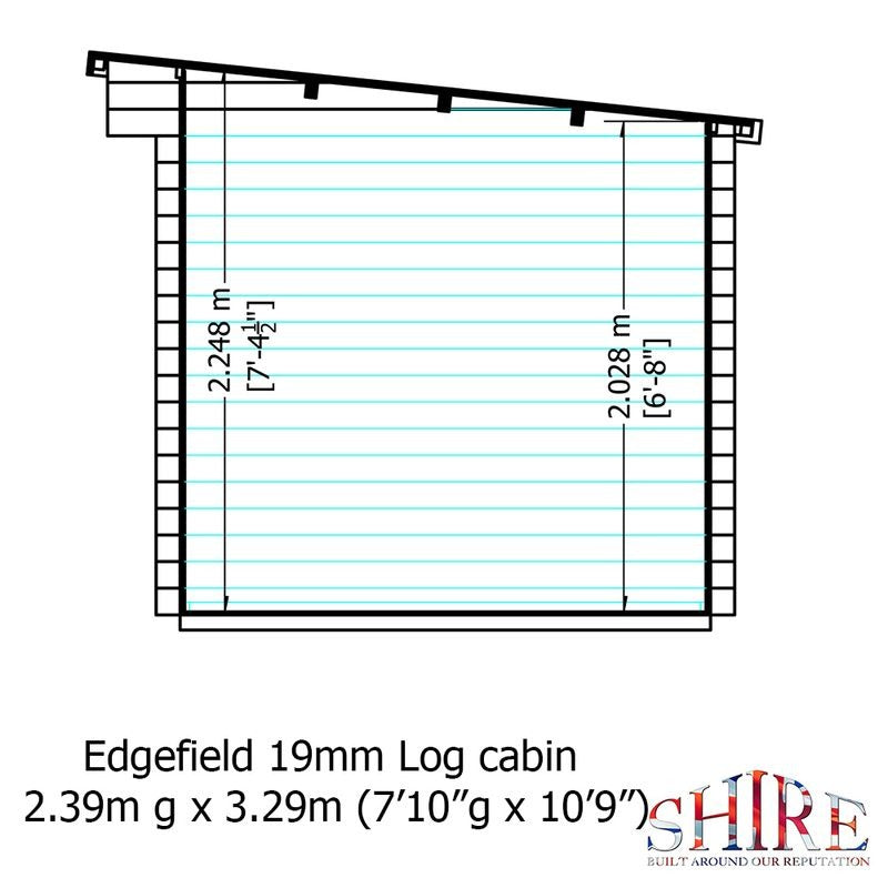 Loxley 3.3m x 2.4m Wellington Log Cabin - 19mm | Sheds.co.uk