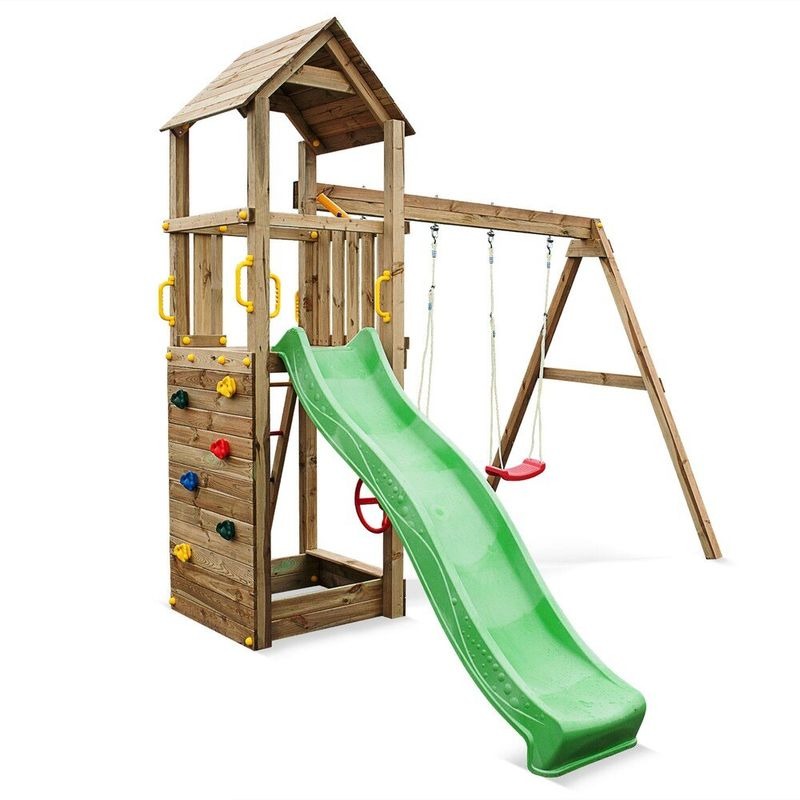 Loxley 12' x 10' Climbing Frame With Double Swing & Slide | Sheds.co.uk