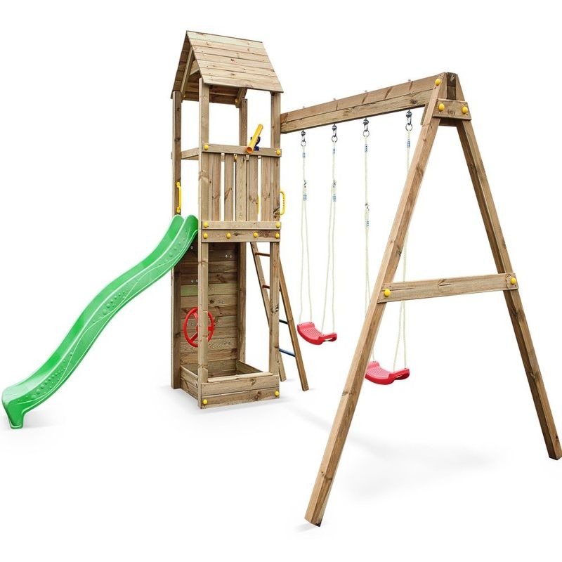 Loxley 12' x 10' Climbing Frame With Double Swing & Slide | Sheds.co.uk
