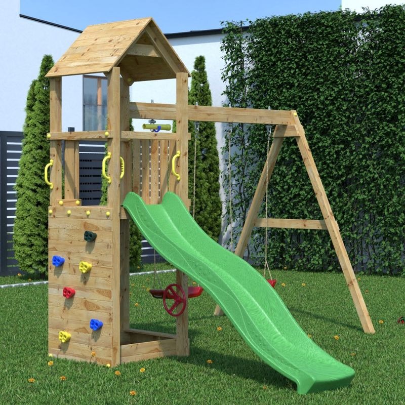 Loxley 12' x 10' Climbing Frame With Double Swing & Slide | Sheds.co.uk