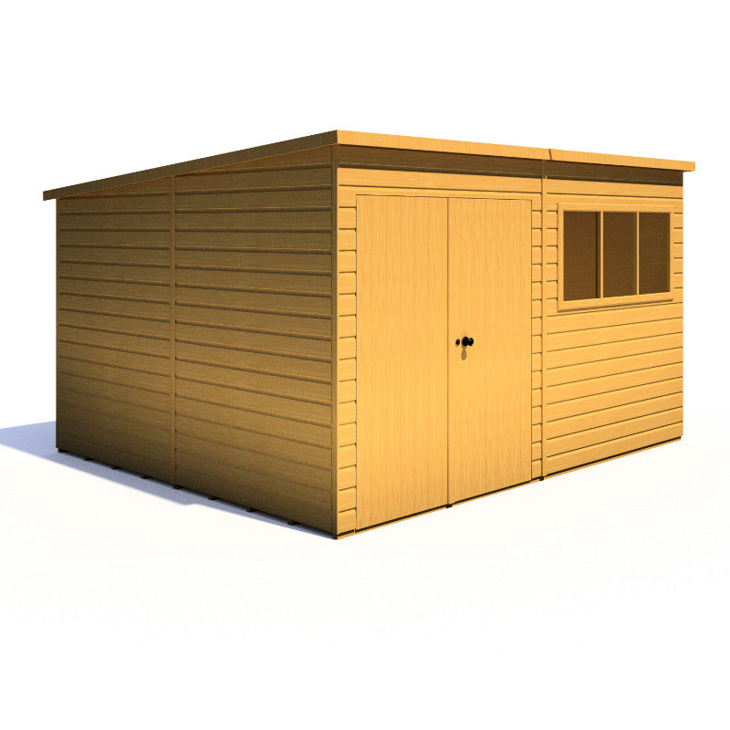 Loxley 12' x 10' Double Door Premium Shiplap Pent Shed | Sheds.co.uk