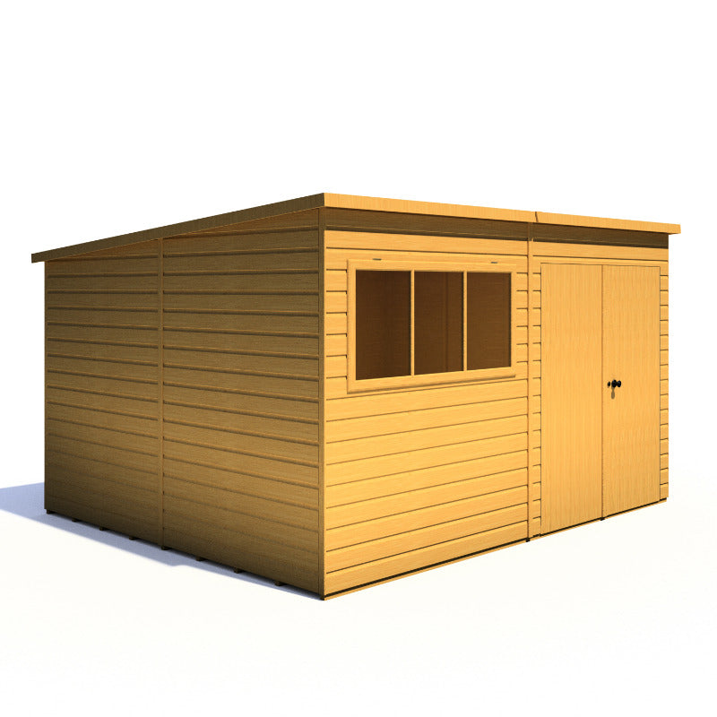 Loxley 12' x 10' Double Door Premium Shiplap Pent Shed | Sheds.co.uk