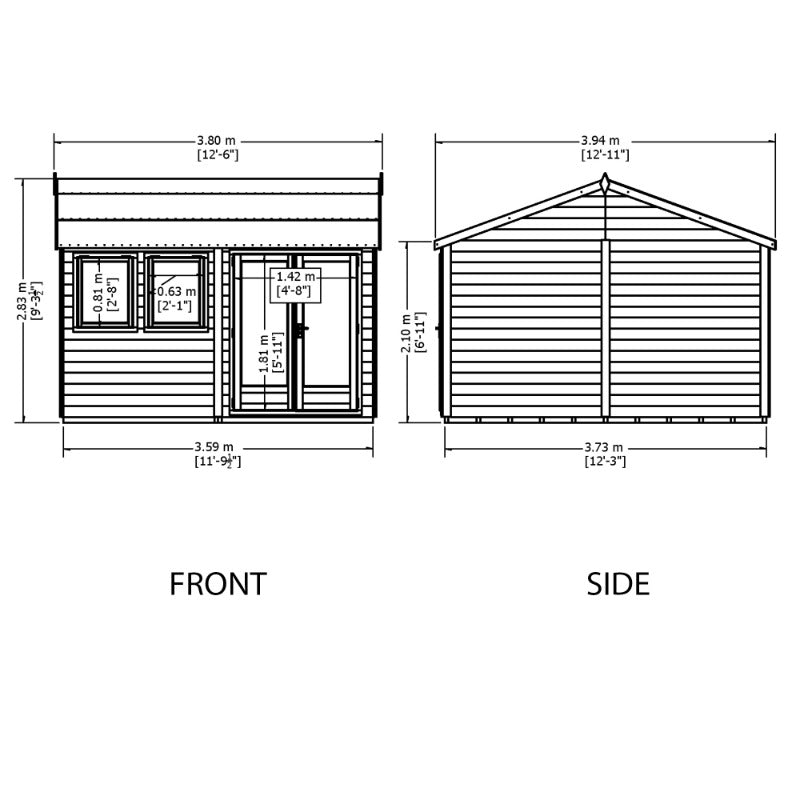 Loxley 12' x 12' Garden Studio Summer House