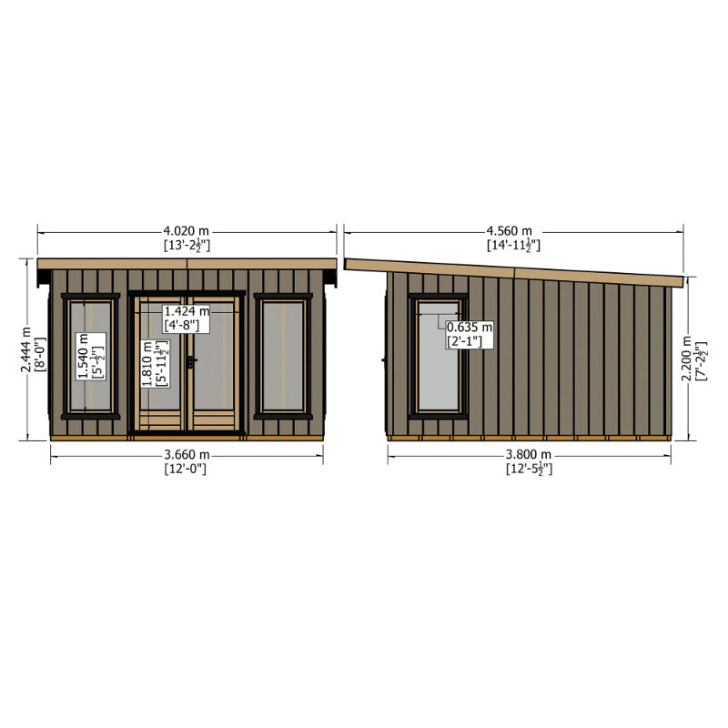 Loxley 12' x 12' Wembley Insulated Garden Room | Sheds.co.uk