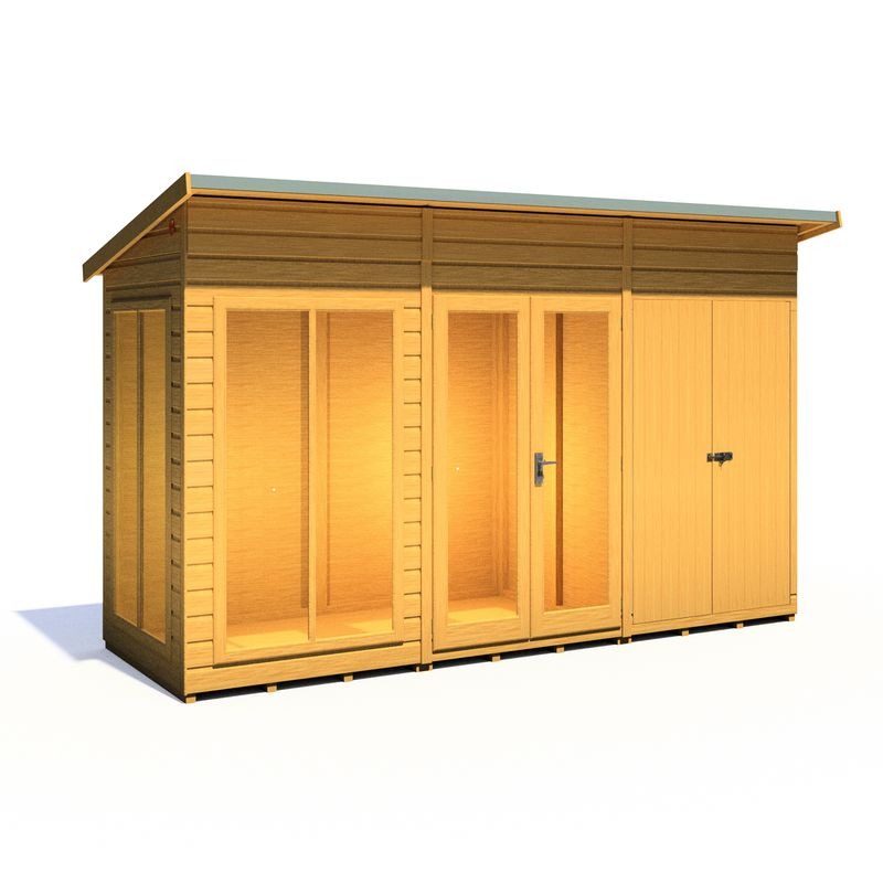 Loxley 12' x 4' Stanton Summer House With Side Shed | Sheds.co.uk