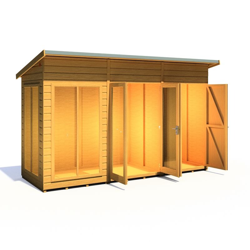 Loxley 12' x 4' Stanton Summer House With Side Shed | Sheds.co.uk