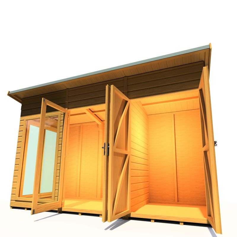 Loxley 12' x 4' Stanton Summer House With Side Shed | Sheds.co.uk
