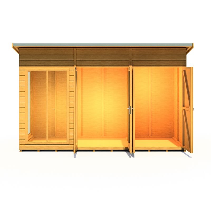 Loxley 12' x 4' Stanton Summer House With Side Shed | Sheds.co.uk