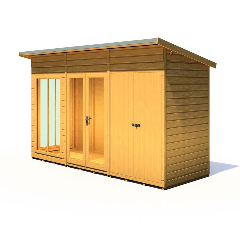 Loxley 12' x 4' Stanton Summer House With Side Shed | Sheds.co.uk