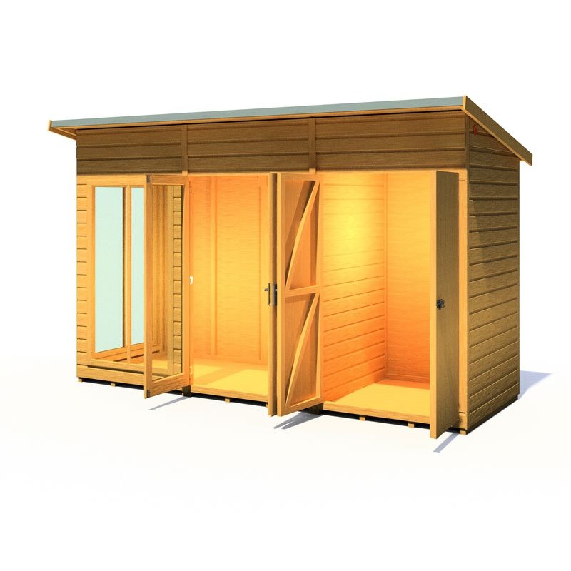Loxley 12' x 4' Stanton Summer House With Side Shed | Sheds.co.uk