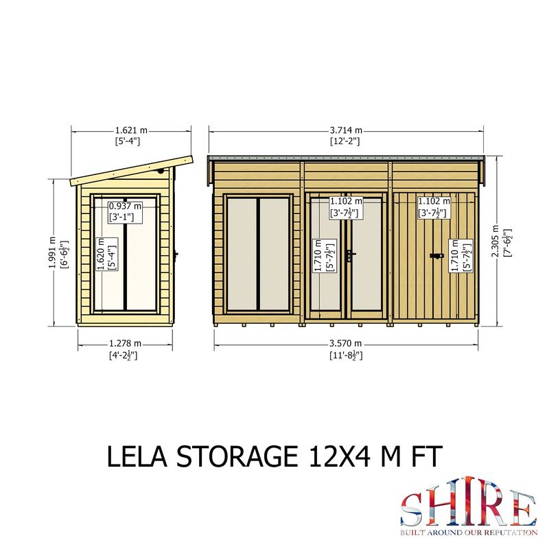 Loxley 12' x 4' Stanton Summer House With Side Shed | Sheds.co.uk