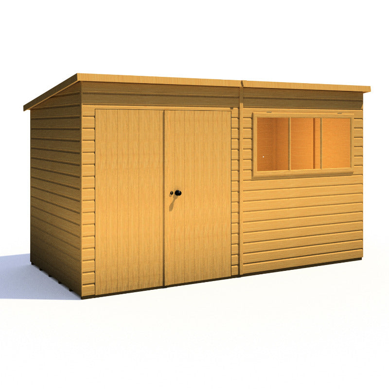 Loxley 12' x 6' Double Door Premium Shiplap Pent Shed | Sheds.co.uk