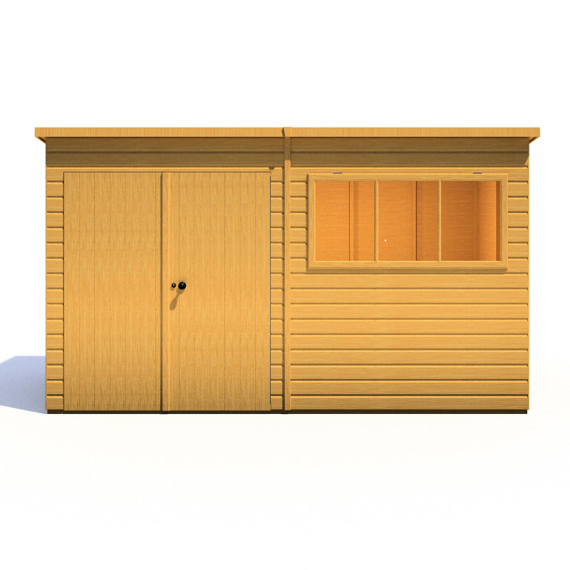 Loxley 12' x 6' Double Door Premium Shiplap Pent Shed | Sheds.co.uk