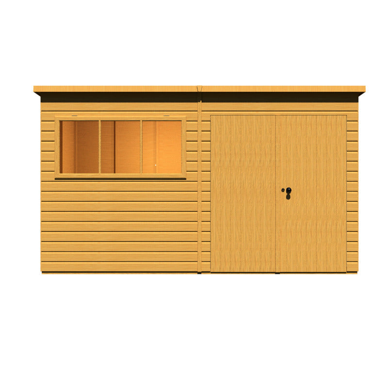 Loxley 12' x 6' Double Door Premium Shiplap Pent Shed | Sheds.co.uk