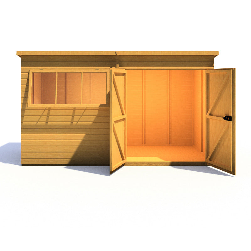 Loxley 12' x 6' Double Door Premium Shiplap Pent Shed | Sheds.co.uk