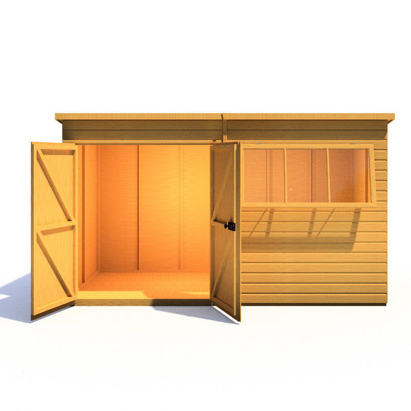Loxley 12' x 6' Double Door Premium Shiplap Pent Shed | Sheds.co.uk