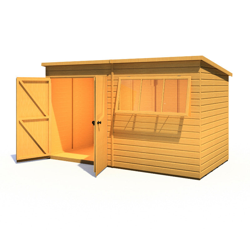 Loxley 12' x 6' Double Door Premium Shiplap Pent Shed | Sheds.co.uk