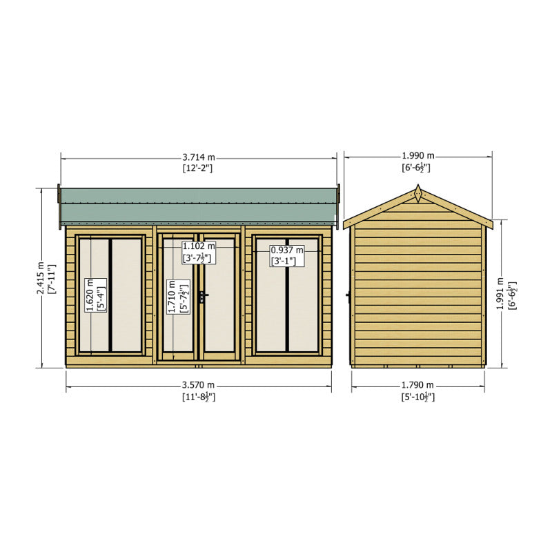 Loxley 12' x 6' Morval Summer House | Sheds.co.uk