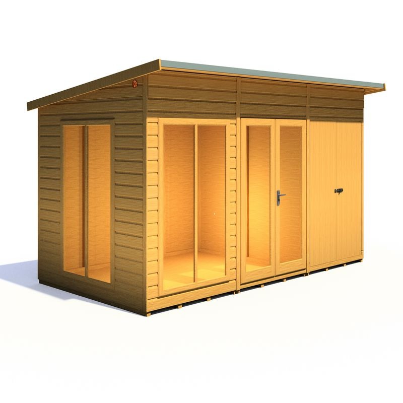 Loxley 12' x 6' Stanton Summer House With Side Shed | Sheds.co.uk