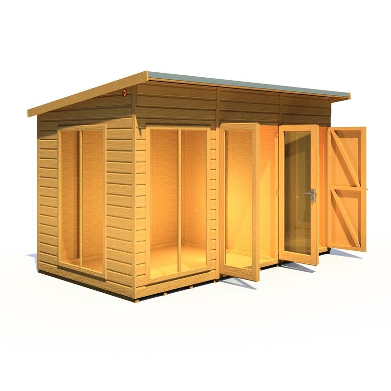 Loxley 12' x 6' Stanton Summer House With Side Shed | Sheds.co.uk