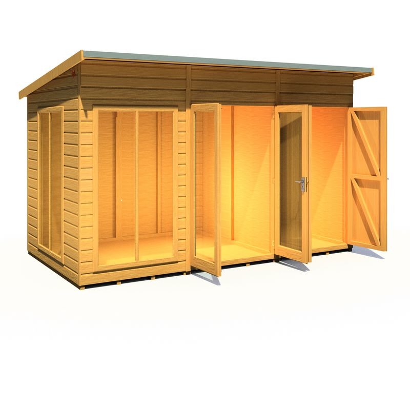 Loxley 12' x 6' Stanton Summer House With Side Shed | Sheds.co.uk