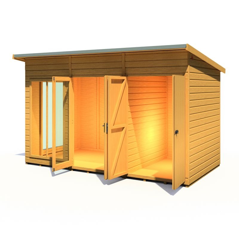 Loxley 12' x 6' Stanton Summer House With Side Shed | Sheds.co.uk