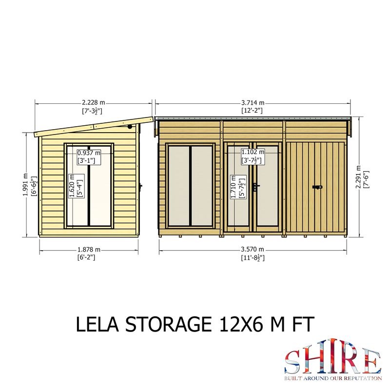 Loxley 12' x 6' Stanton Summer House With Side Shed | Sheds.co.uk