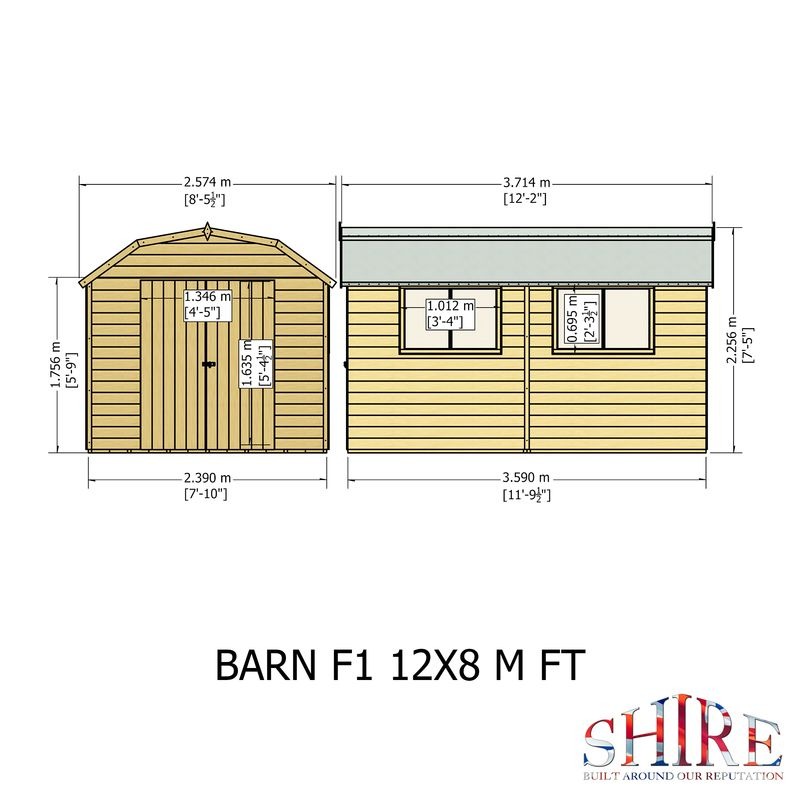 Loxley 12' x 8' Double Door Shiplap Barn | Sheds.co.uk