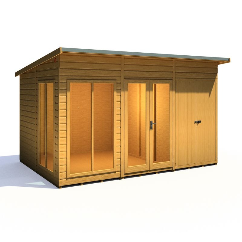 Loxley 12' x 8' Stanton Summer House With Side Shed | Sheds.co.uk